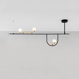 1106010A Artemide Yanzi подвесной светильник с двумя стеклянными шарами и металлическим балансиром