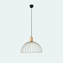 00-6414-93-F5 Leds C4 Contrast подвесной светильник с абажуром из дерева в форме ребристого купола