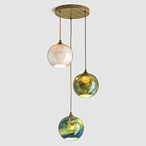 Mineral Pendant Standard - Mix, 3 Drop Cluster античная латунь