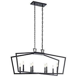 43494BK Kichler Abbotswell линейная люстра с восемью лампами в чёрном корпусе