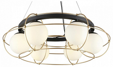 подвесной светильник с пятью кольцевыми плафонами черный