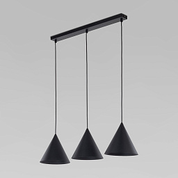 a068506 TK Lighting Cono подвесной линейный светильник с тремя коническими металлическими плафонами на прямой планке