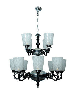 Black &amp; Silver Mystique 12 Light 2 Tier Aluminium Chandelier люстра FOS Lighting Allu-BlackSilver-TaperRing-CH8+4