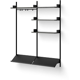 41938 New Works New Works Shelving System настенная стеллажная система с ясеневыми полками и черной конструкцией