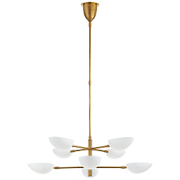 ARN5501HAB-WHT Visual Comfort Graphic подвесная двухъярусная люстра с белыми коническими абажурами