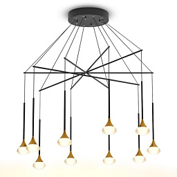 DROPS 10 50.30 BG Led Technology DROPS подвесная люстра с несколькими ниспадающими светильниками на тросах и металлическим каркасом