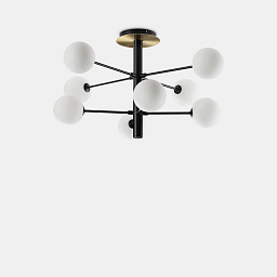328485 Ideal lux Cosmopolitan потолочный светильник с восемью белыми плафонами на чёрном металлическом основании