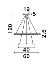 Triac Dimmable Sandy Black Aluminium & Acrylic LED 60 Watt 220-240 Volt 1755Lm 3000K IP20 D: 60 H: 120 cm