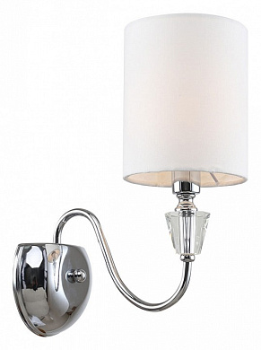 настенное бра с цилиндрическим абажуром на металлическом основании цвета хром
