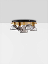 Triac Dimmable Brass Gold Metal Base Top Smokey & Sand White Glass LED 35Watt 220-240Volt 965Lm IP20 3000K D:57 H:21 cm