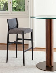 Барный стул Sveva Porada H75 с кожаной спинкой SVEVA-STOOL-H75-L0F0AS-A25AN-A67AH