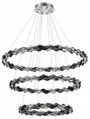 трехуровневая кольцевая люстра с металлическими сегментами