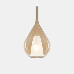 359748 Ideal lux Kalique подвесной светильник с одиночным стеклянным плафоном каплевидной формы янтарного оттенка