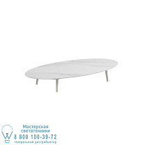 STYLETTO LOW LOUNGE TABLE 250X130CM ALU LEGS ГРИБНАЯ КЕРАМИЧЕСКАЯ СТОЛЕШНИЦА BIANCO STATUARIO Royal Botania