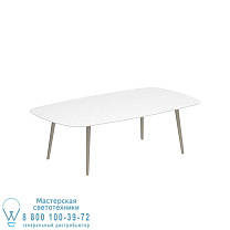НИЗКИЙ ОБЕДЕННЫЙ СТОЛ STYLETTO 220x120CM, АЛЮМИНИЕВЫЕ НОЖКИ, ПЕСОЧНАЯ КЕРАМИЧЕСКАЯ СТОЛЕШНИЦА БЕЛЫЙ Royal Botania