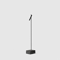 esprit single floor black, black painted lamphead, natural steel blue base