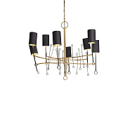 Short Lollipop Chandelier Scratched Gold with Fired Copper Porta Romana