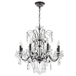 ODELIS SP8 BROWN Crystal Lux ODELIS восьмирожковая люстра с хрустальными элементами в тёмной арматуре
