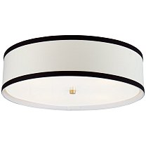 Walker Large Flush Mount золото с кремовым льняным абажуром и черной льняной окантовкой