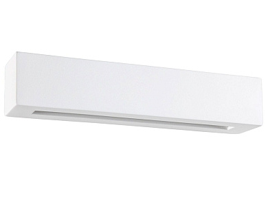 настенный светильник вытянутой формы из керамики с равномерной подсветкой стены