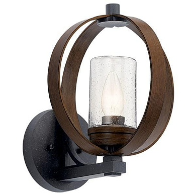 Grand Bank 13" 1 Light Wall Light Auburn Stained Wood and Distressed Black уличный настенный светильник 59066AUB Kichler