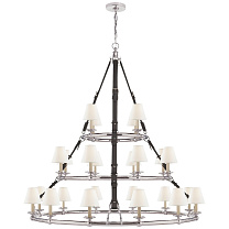 Westbury Triple Tier Chandelier полированный никель и шоколадная кожа с льняными абажурами