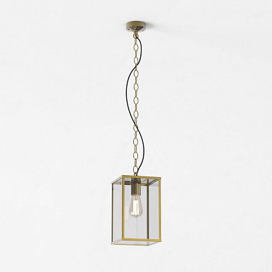 подвесной фонарь с латунным корпусом и стеклянными панелями