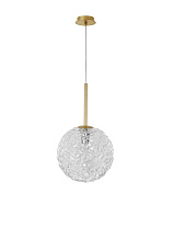 Clear Structured Glass & Brass Gold Steel LED E27 1x12 Watt 100-240 Volt IP20 Bulb Excluded D: 30 H: 180 cm