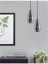 Chrome Glass Black Metal Black Fabric Wire LED E27 1x12 Watt 100-240 Volt IP20 Bulb Excluded D: 17 H: 120 cm