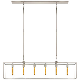 S5015PN Visual Comfort Belden подвесной линейный светильник с прямоугольной стеклянной колбой и металлической арматурой