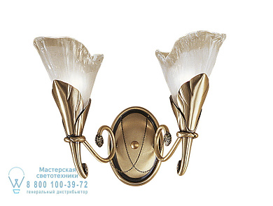 Creamy Настенный светильник из старинной латуни с белым стеклом Possoni Illuminazione 315/A2