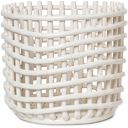 110134202 Ferm Living Ceramic керамическая корзина цилиндрической формы с ажурной структурой