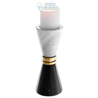 112092 Candle Holder Diabolo black/white marble Eichholtz