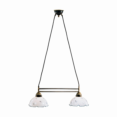 люстра с двумя плафонами из состаренной латуни