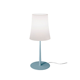 настольная лампа с цилиндрическим абажуром голубого оттенка