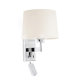 68493-01 Faro Barcelona ARTIS настенный светильник хромированный с белым абажуром и LED-читателем