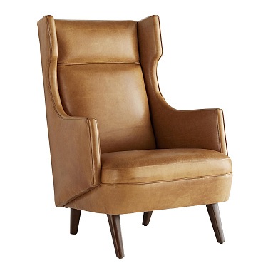 8091 Budelli Wing Chair Cognac Leather Dark Walnut Arteriors мягкое сиденье