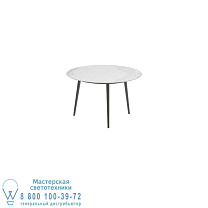 ОБЕДЕННЫЙ СТОЛ STYLETTO STANDARD Ø 120 СМ, АЛЮМИНИЕВЫЕ НОЖКИ, БРОНЗОВАЯ КЕРАМИЧЕСКАЯ СТОЛЕШНИЦА BIANCO STATUARIO Royal Botania