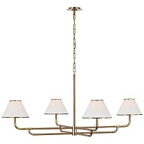 Rigby Grande Chandelier мягкая латунь и натуральный дуб с льняным абажуром