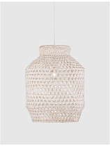 Ivory Rattan White Fabric Wire & Base LED E27 1x12 Watt 100-240 Volt IP20 Bulb Excluded D: 35 H: 250 cm