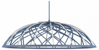 подвесной светильник с куполообразным металлическим каркасом синего цвета