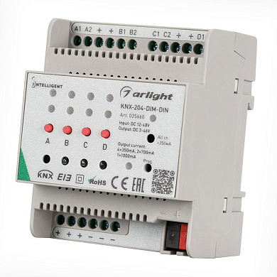 025660 INTELLIGENT Диммер KNX-204-DIM-DIN Arlight (12-48V, 8x 0.35/4x 0.7/2x 1A)