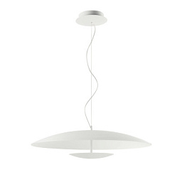 90286 Linea Light Group Horizon подвесная люстра с плоским дисковым плафоном белого цвета