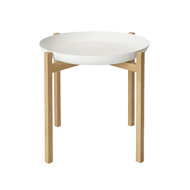 2902-0100 Table Set Design House Stockholm Высокий круглый столик с белой столешницей и деревянными ножками