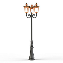 Louvre N° 10; one-piece clear glass Built-in LED 2700°K warm white 3x13W; Patined lacquered copper