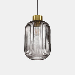 237510 Ideal lux Mint подвесной светильник с продолговатым плафоном из дымчатого стекла и латунной арматурой