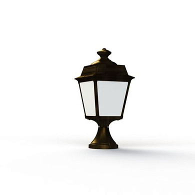 садовый светильник-столбик с фонарным плафоном бронзового оттенка