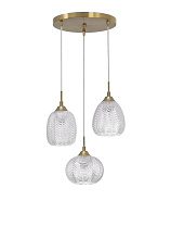 Clear Glass Satin Gold Metal LED E27 3x12 Watt 100-240 Volt IP20 Bulb Excluded D:40.5 H: 120 cm