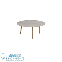 НИЗКИЙ ОБЕДЕННЫЙ СТОЛ STYLETTO Ø 160CM НОГИ ИЗ ТИКА КЕРАМИЧЕСКАЯ СТОЛЕШНИЦА CEMENTO LUMINOSO Royal Botania