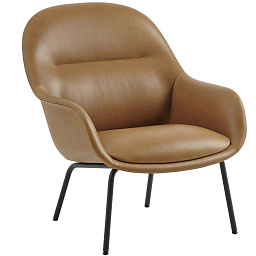 33551-BLCK_COGN Muuto Fiber Кресло, кожаная обивка Refine, коньячного/черного цвета